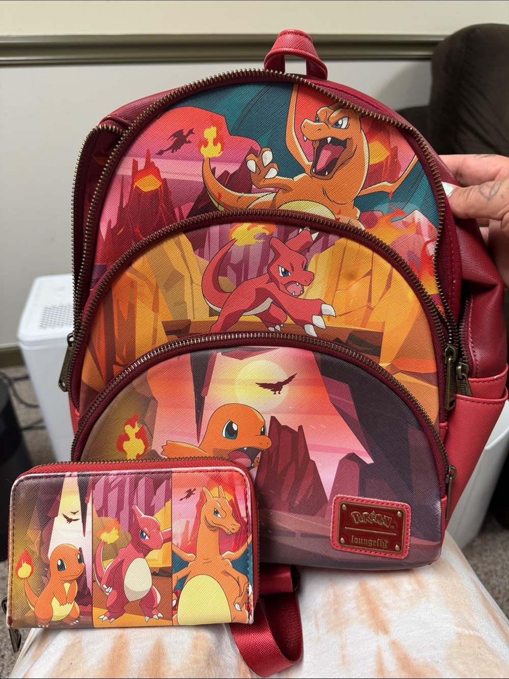 Pokemon Loungefly Charmander Evolution Mini Backpack & Wallet